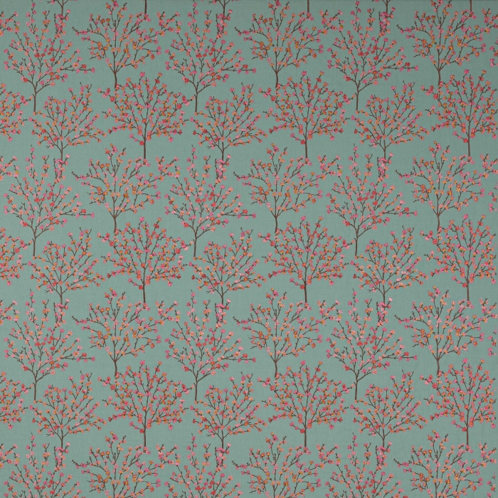 Leinenstoff Blossom Tree, Aqua Pink
